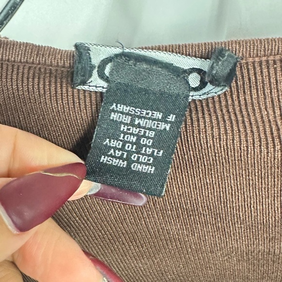 CABO chocolate brown ribbed cardigan with faux fur lining size L - Picture 3 of 9